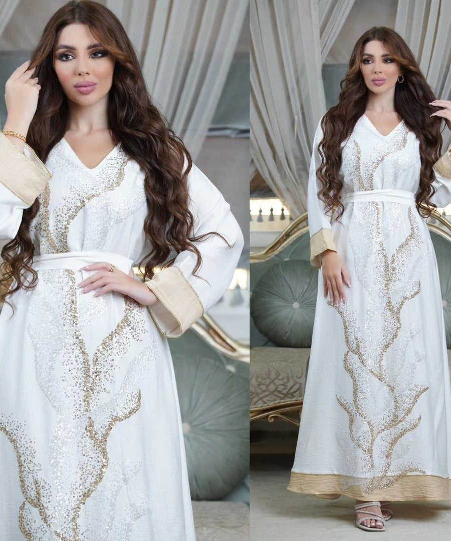 AB330 Fashionable Muslim Abaya with Sequin Embroidery