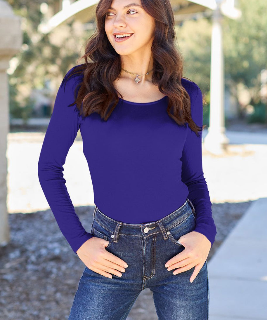 Basic Bae Full Size Round Neck Long Sleeve Bodysuit