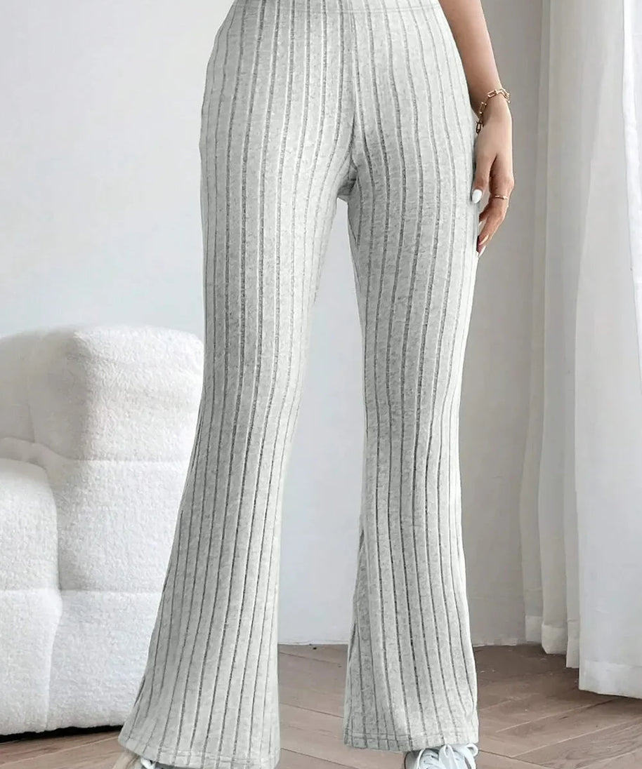 Basic Bae Full Size Ribbed High Waist Flare Pants