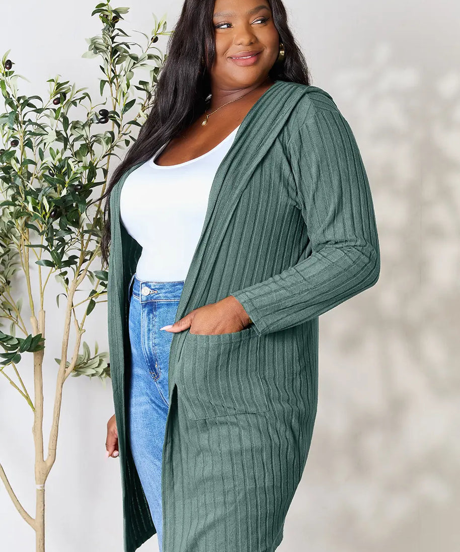 Basic Bae Full Size Hooded Sweater Cardigan
