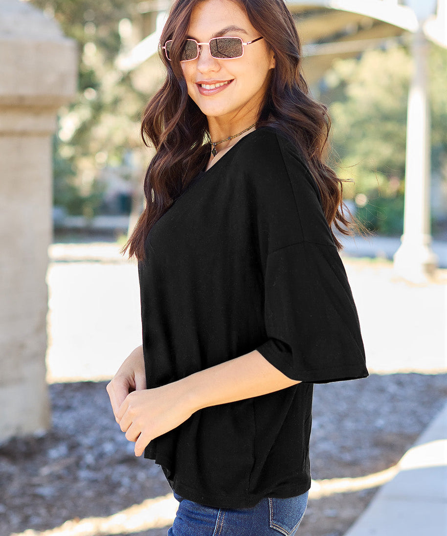 Basic Bae Full Size Round Neck Drop Shoulder T-Shirt