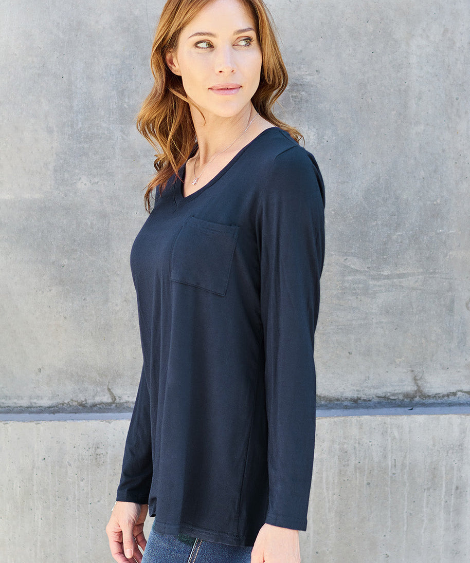 Basic Bae Full Size V-Neck Long Sleeve Top