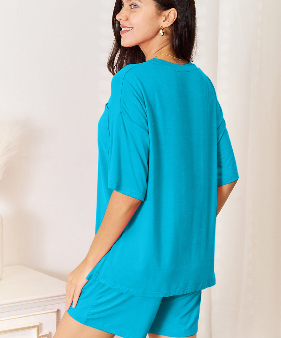 Basic Bae Full Size Soft Rayon Half Sleeve Top and Shorts Set