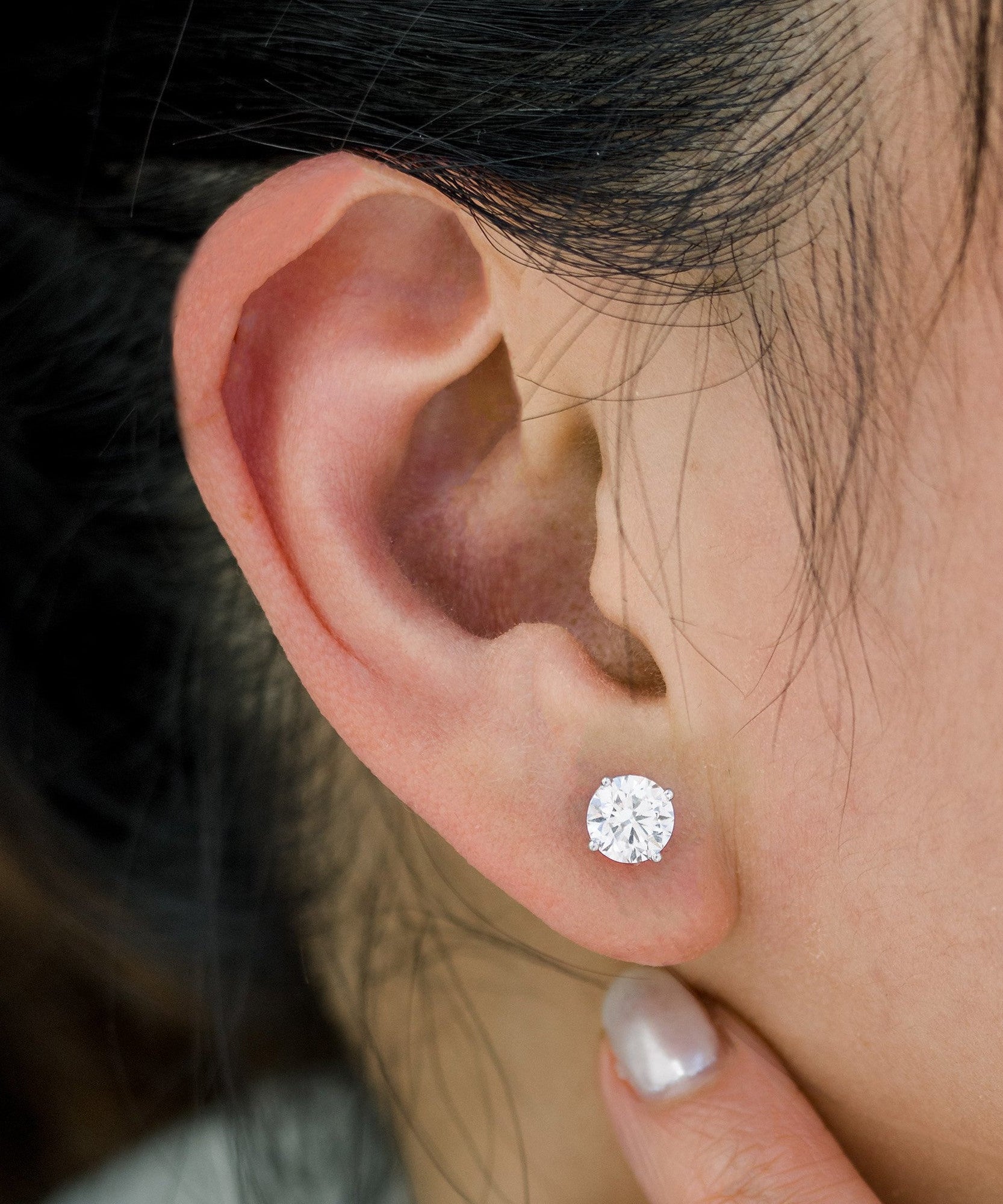 2.50 CTW AGI Certified Lab-Grown Diamond Stud Earrings in 14K Yellow Gold | G Color VS Clarity