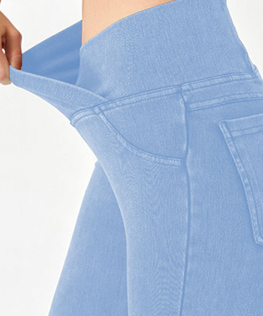Basic Bae Asymmetrical Waist Denim Shorts with Pockets