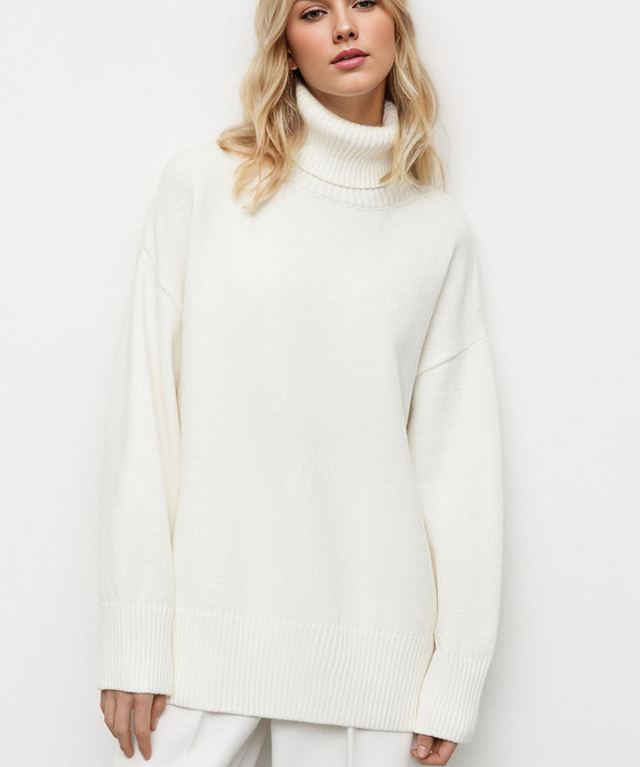 Basic Bae Turtleneck Dropped Shoulder Long Sleeve Sweater