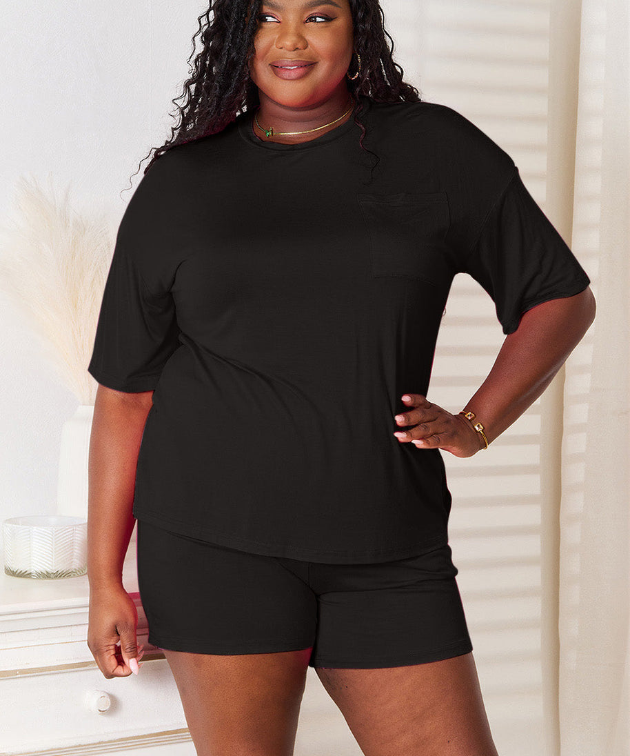 Basic Bae Full Size Soft Rayon Half Sleeve Top and Shorts Set
