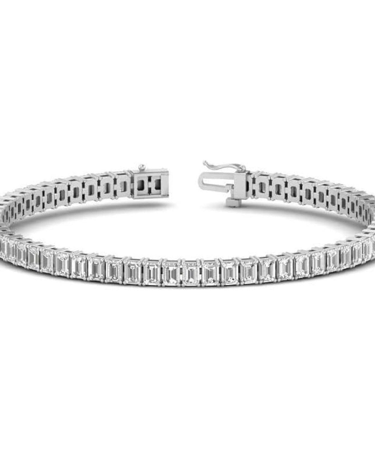 20 CTW Emerald Cut Created Moissanite Tennis Bracelet | 14K Gold Plated | VVS Clarity