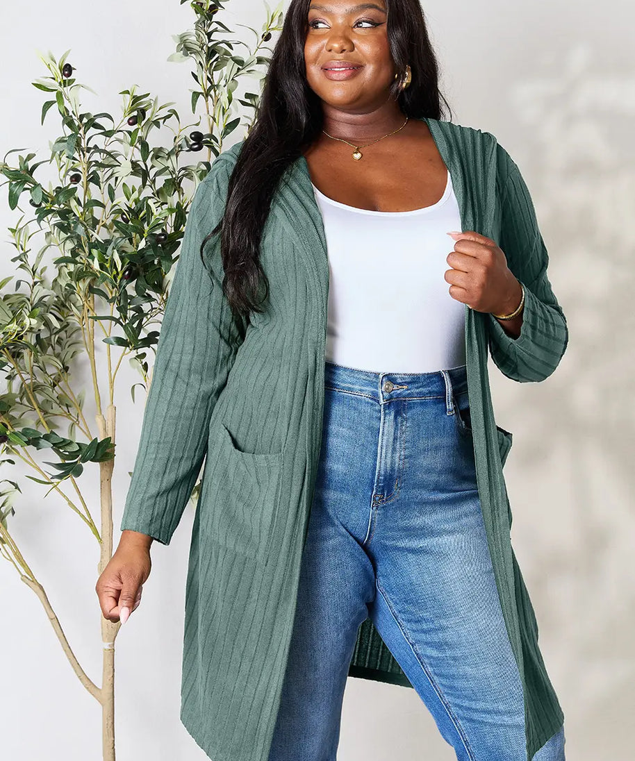Basic Bae Full Size Hooded Sweater Cardigan