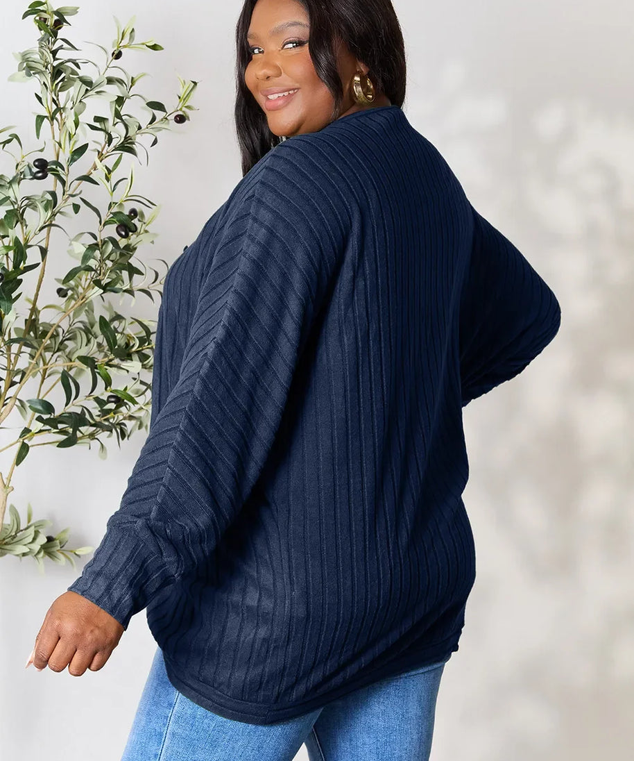 Basic Bae Full Size Ribbed Cocoon Cardigan
