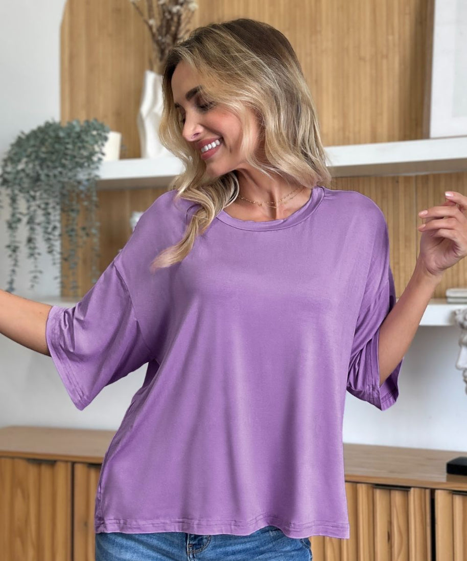 Basic Bae Bamboo Full Size Round Neck Drop Shoulder T-Shirt