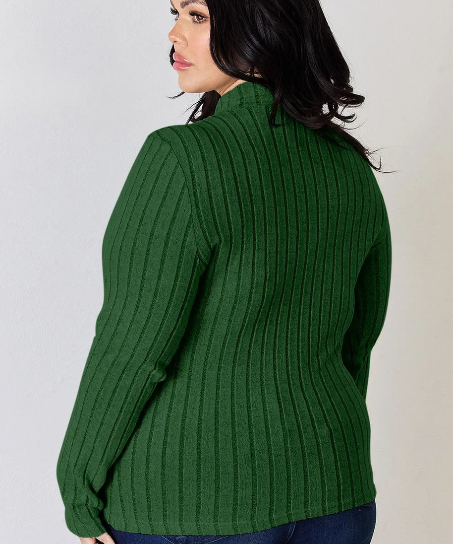 Basic Bae Full Size Ribbed Mock Neck Long Sleeve T-Shirt