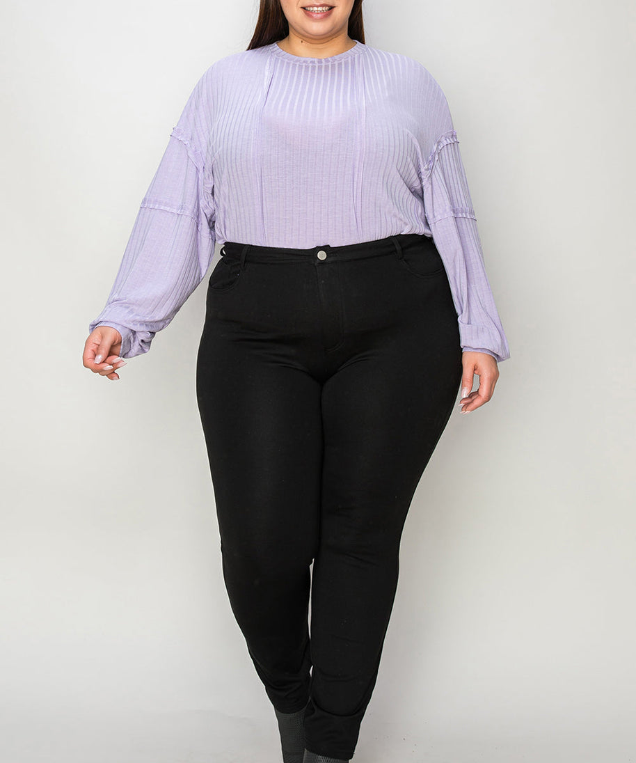 Basic Bae Full Size Ribbed Round Neck Long Sleeve T-Shirt