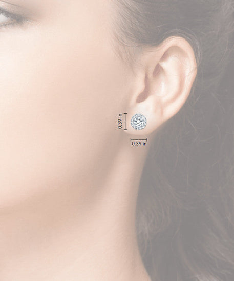 2 CTW AGI Certified Lab Grown Diamond Halo Earrings in 14K White Gold