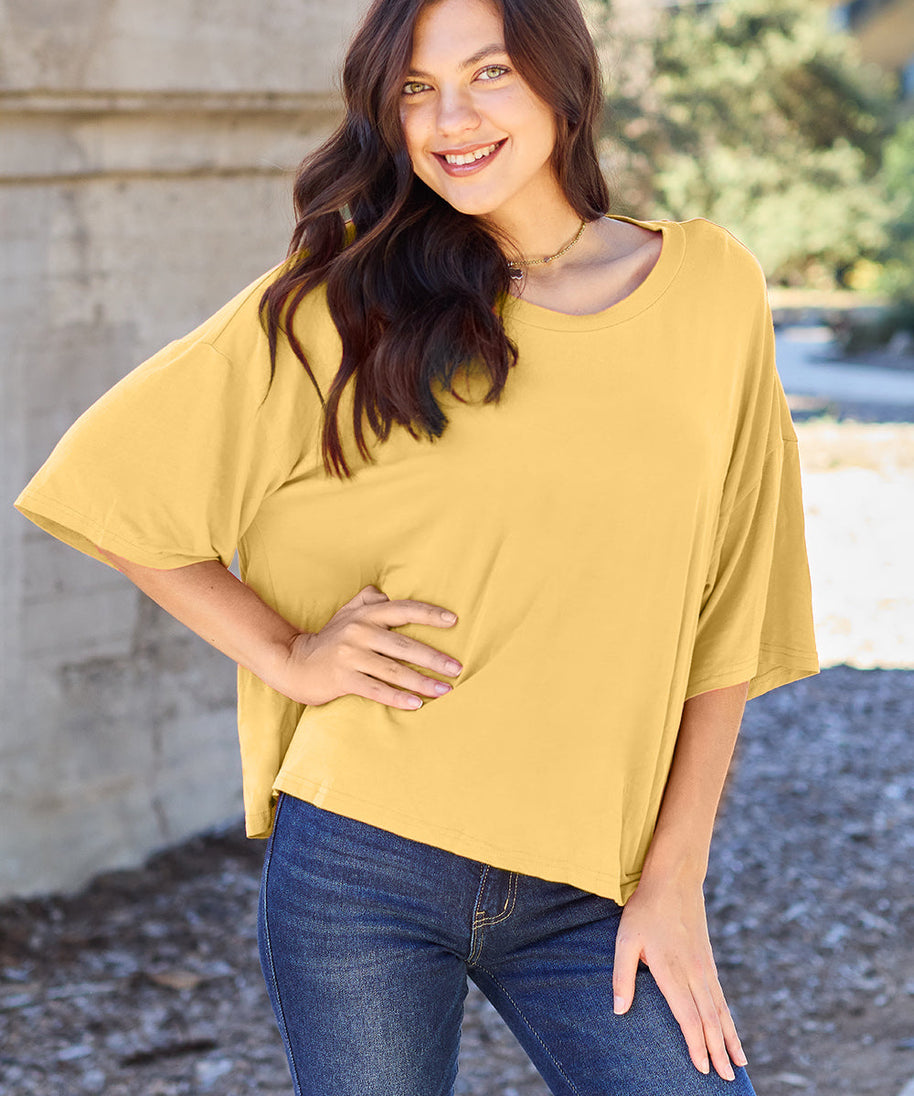 Basic Bae Bamboo Full Size Round Neck Drop Shoulder T-Shirt