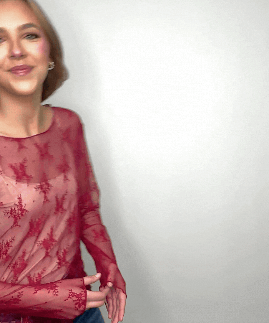 Lace Long-sleeve Top, Red