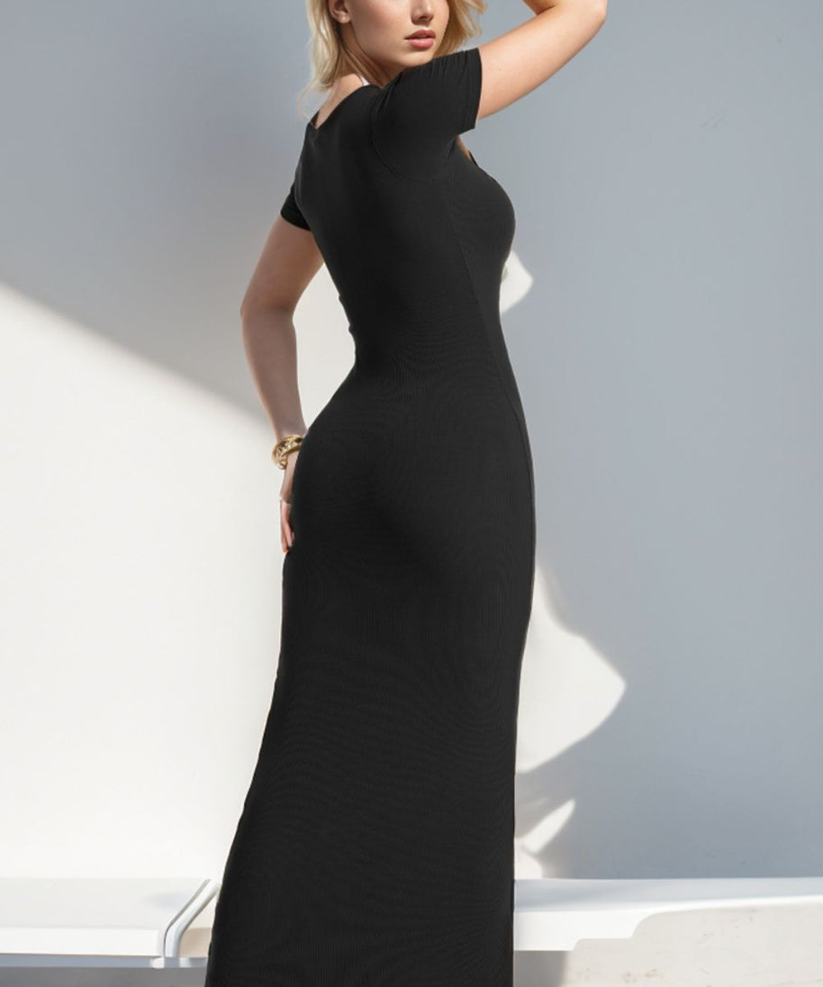 Basic Bae Built-In Shapewear Square Neck Short Sleeve Maxi Dress