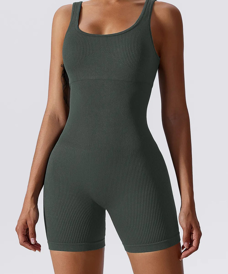 Basic Bae Ribbed Sleeveless Active Romper