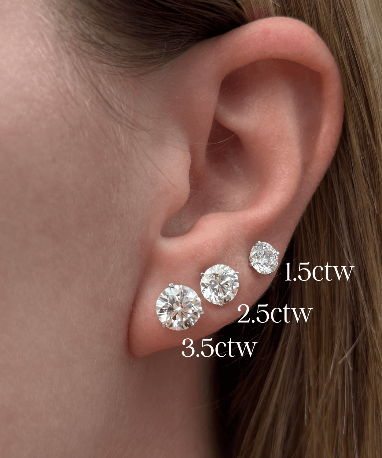 3.50 CTW Lab-Grown Round Diamond Stud Earrings in 14k Gold – E-F/VS AGI Certified