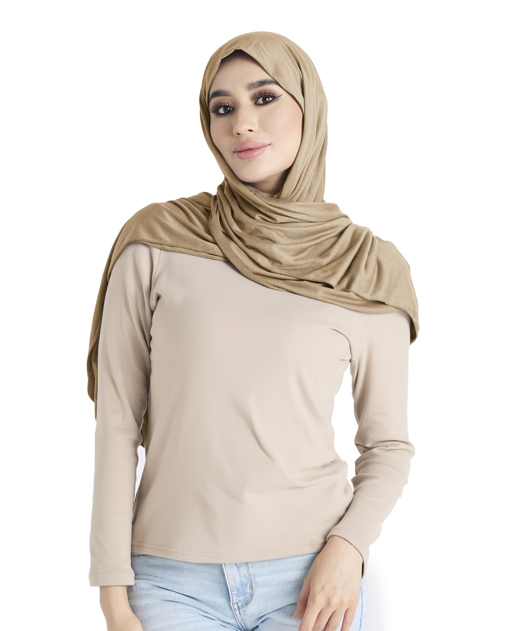 Xirhoot Hijab Premium Jersey Hijab Scarf for Women Hijab for Women Muslim Head Scarf for Women Hajib (Camel)