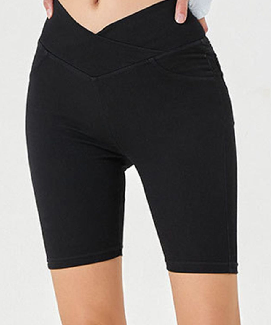 Basic Bae Asymmetrical Waist Denim Shorts with Pockets