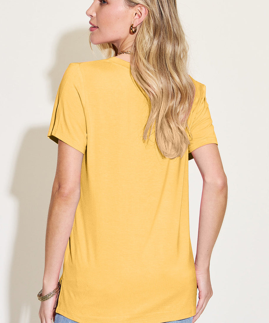 Basic Bae Bamboo Full Size V-Neck High-Low T-Shirt