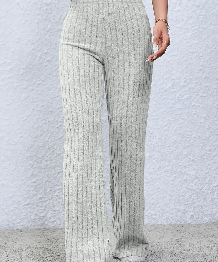 Basic Bae Full Size Ribbed High Waist Flare Pants