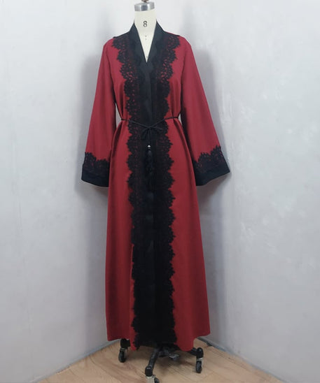 Muslim Women's Lace Dress and Cardigan Robe