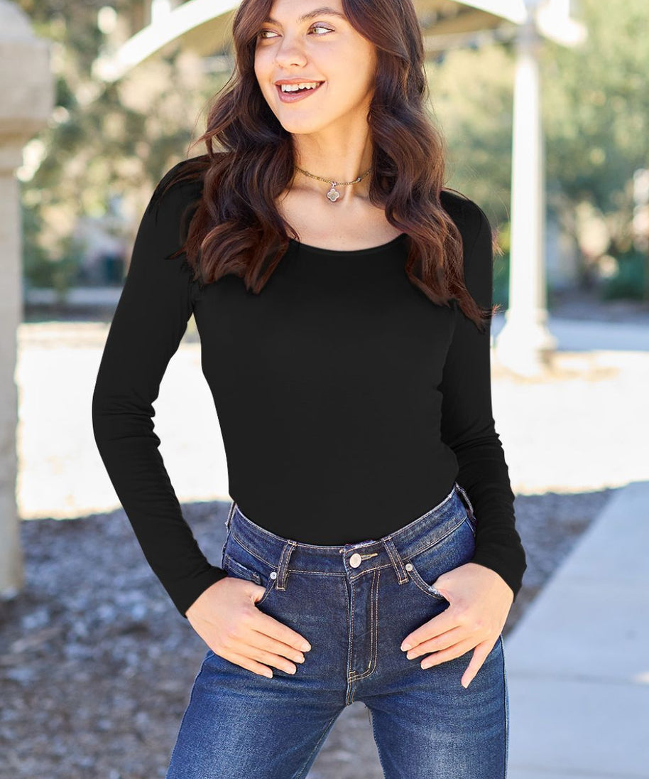 Basic Bae Full Size Round Neck Long Sleeve Bodysuit