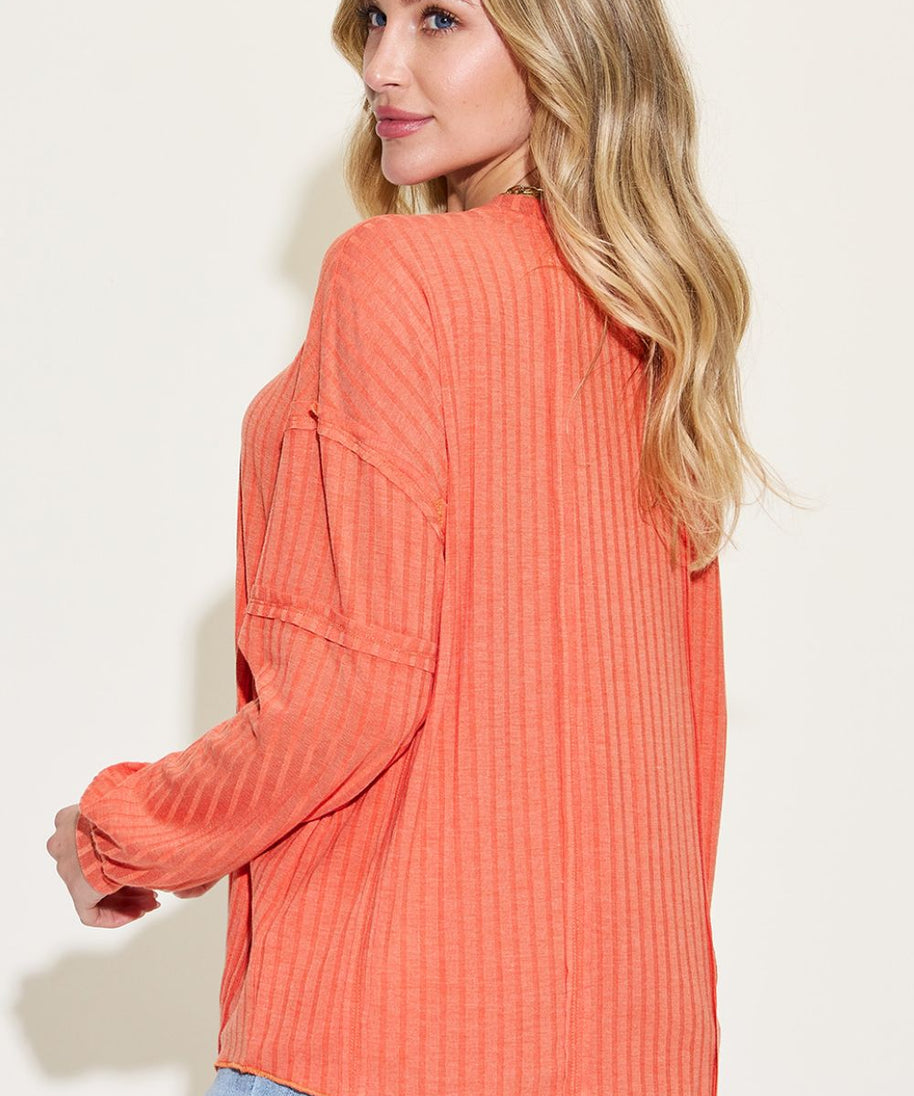 Basic Bae Full Size Ribbed Round Neck Long Sleeve T-Shirt