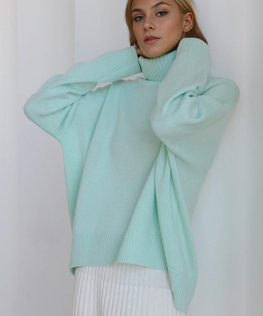 Basic Bae Turtleneck Dropped Shoulder Long Sleeve Sweater