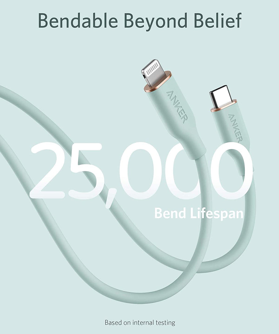 Anker <b>641</b> USB-C to Lightning Cable (Flow, 3 ft Silicone)
