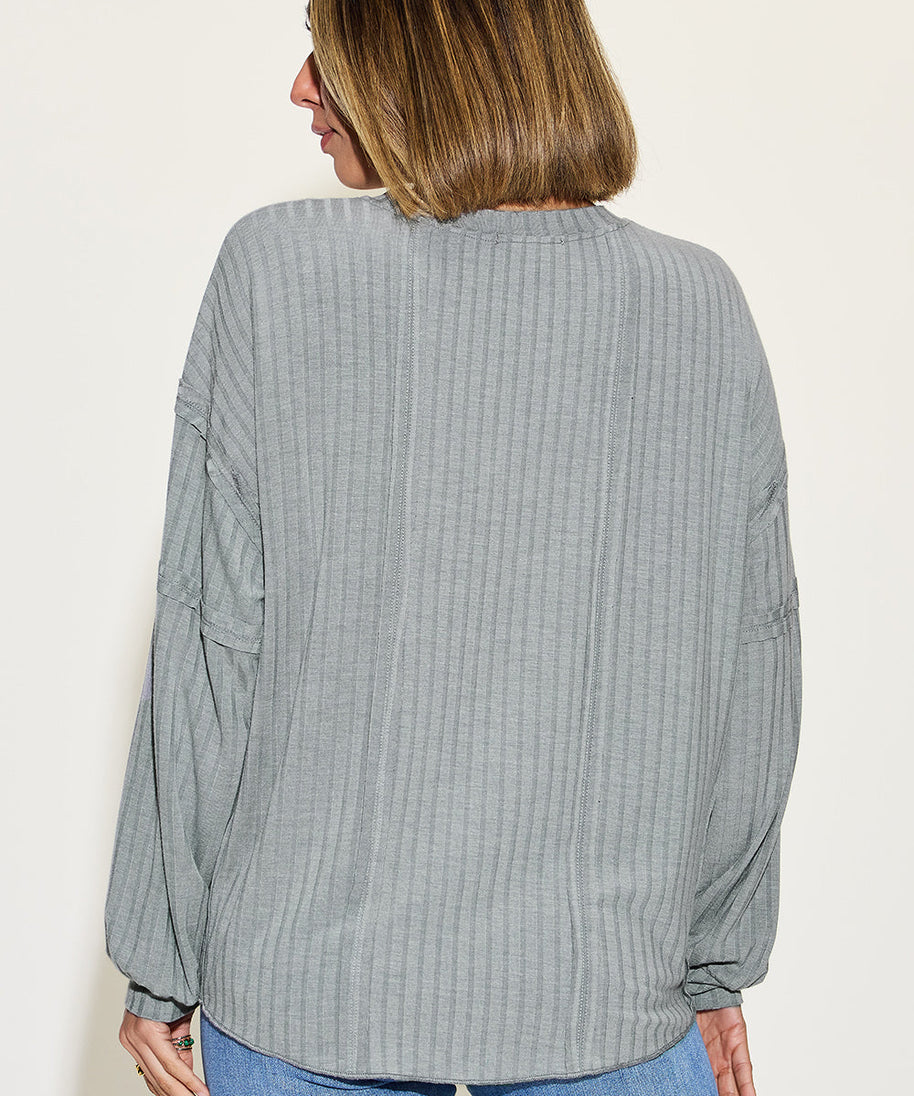 Basic Bae Full Size Ribbed Round Neck Long Sleeve T-Shirt