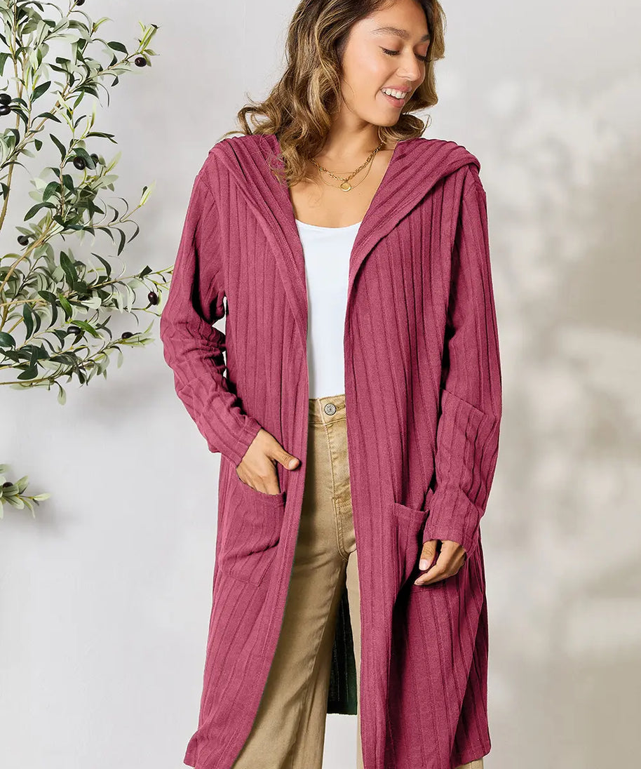 Basic Bae Full Size Hooded Sweater Cardigan