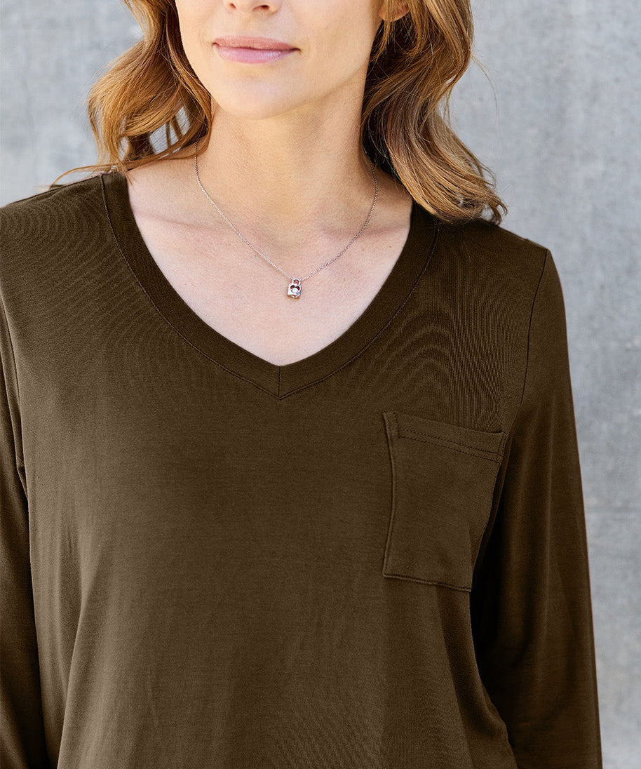 Basic Bae Full Size V-Neck Long Sleeve Top