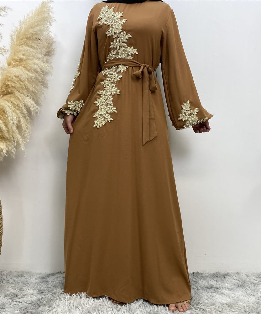 Muslim Dress with Fashion Lace and Beaded Design