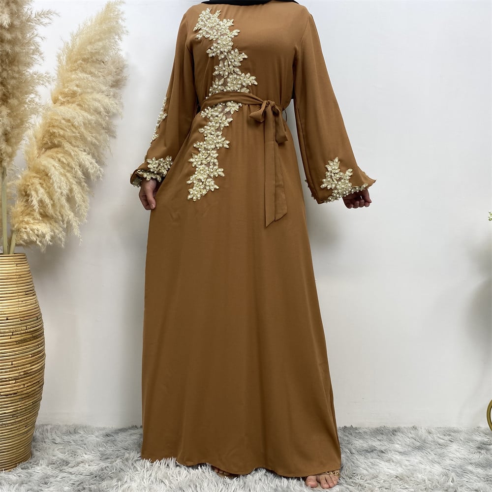 Muslim Dress with Fashion Lace and Beaded Design