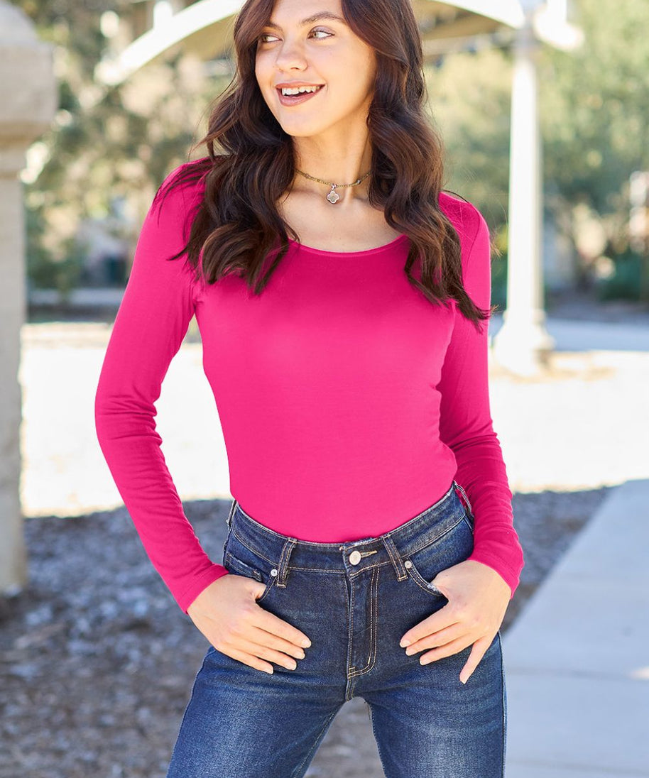 Basic Bae Full Size Round Neck Long Sleeve Bodysuit