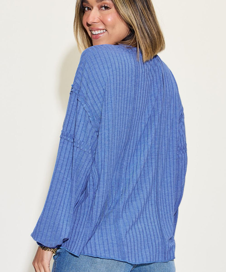 Basic Bae Full Size Ribbed Round Neck Long Sleeve T-Shirt
