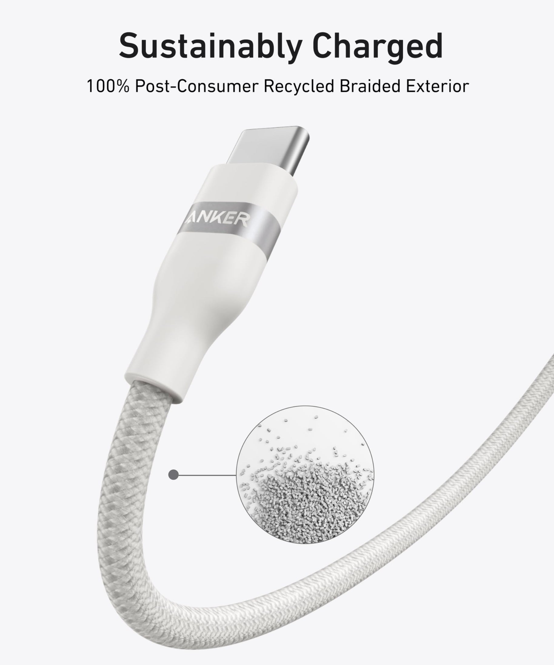 Anker USB-C to USB-C Cable (3 ft / 6 ft, 240W, Upcycled-Braided)