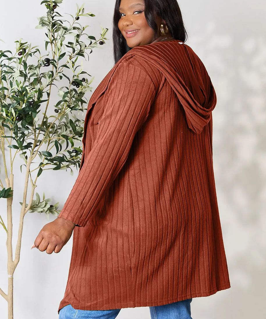 Basic Bae Full Size Hooded Sweater Cardigan