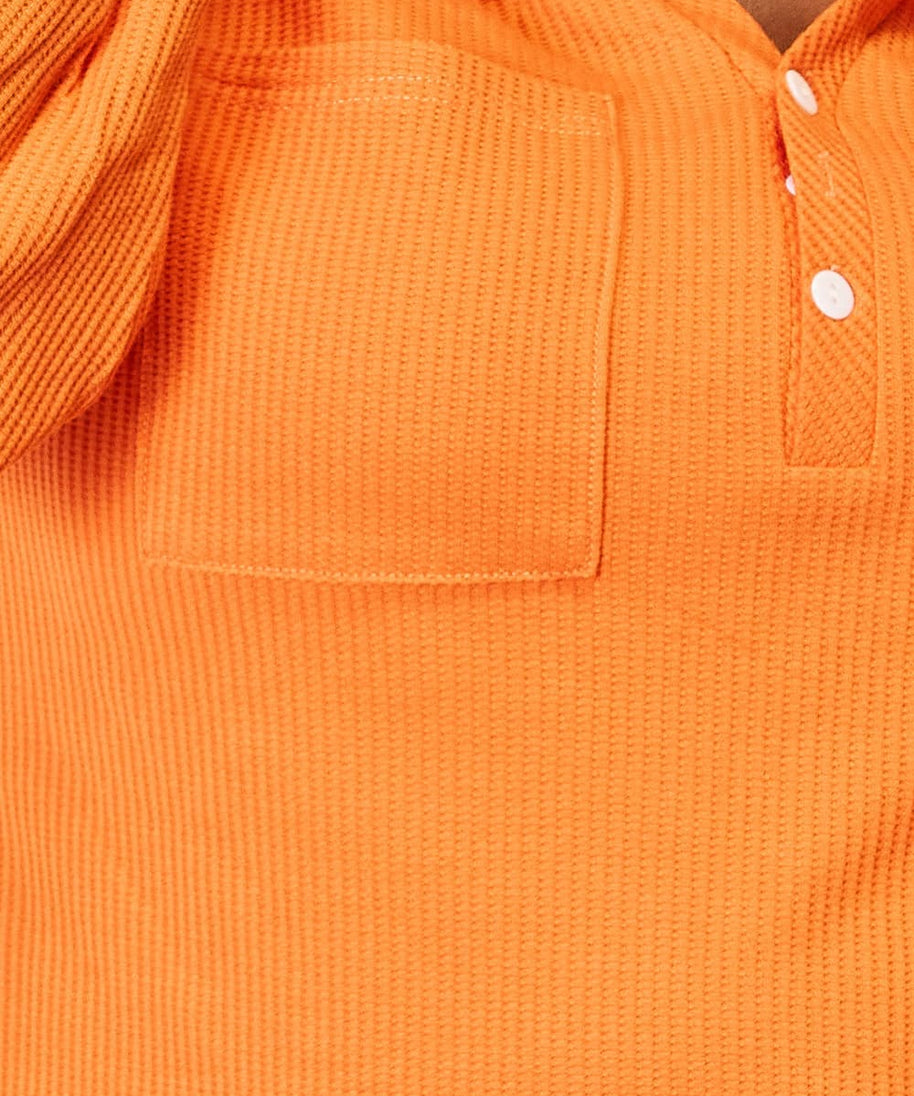 Basic Bae Side Slit Buttoned Waffle Knit Hoodie
