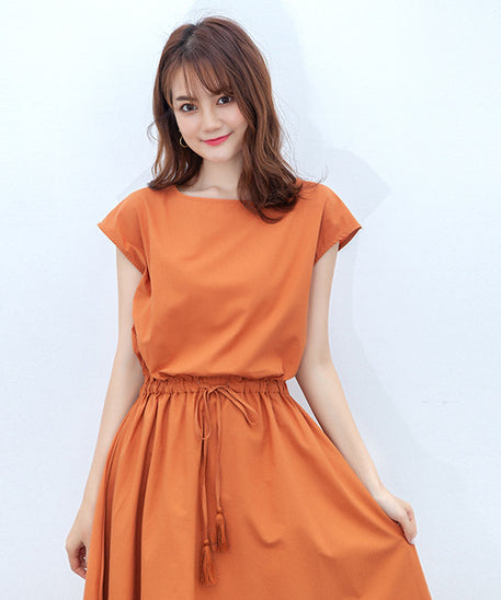 Plus Size Cotton Linen Loose Waist Dress