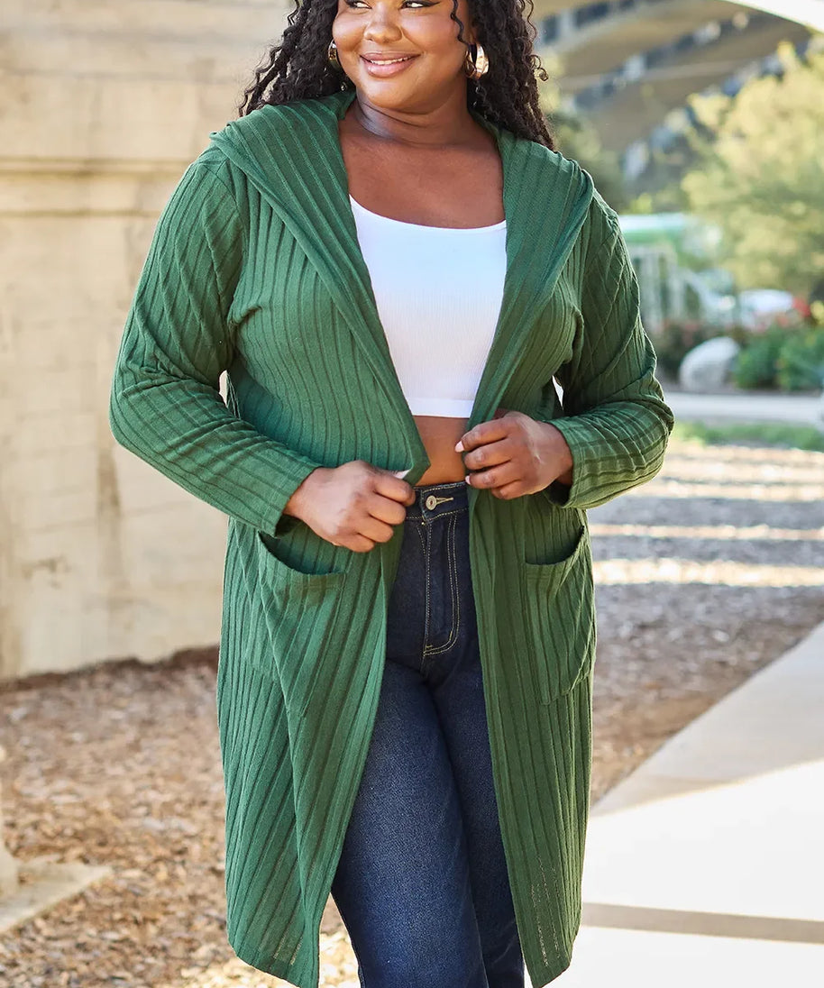 Basic Bae Full Size Hooded Sweater Cardigan