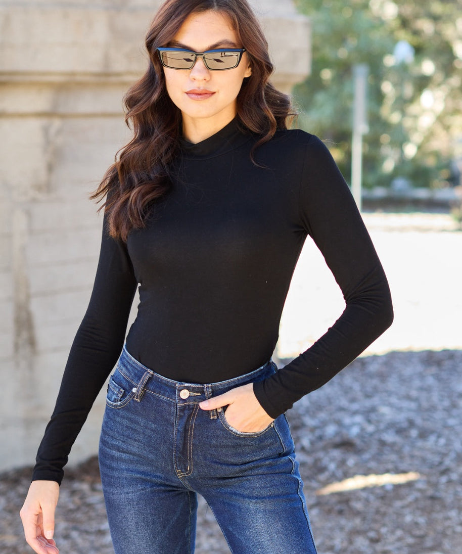 Basic Bae Full Size Mock Neck Long Sleeve Bodysuit