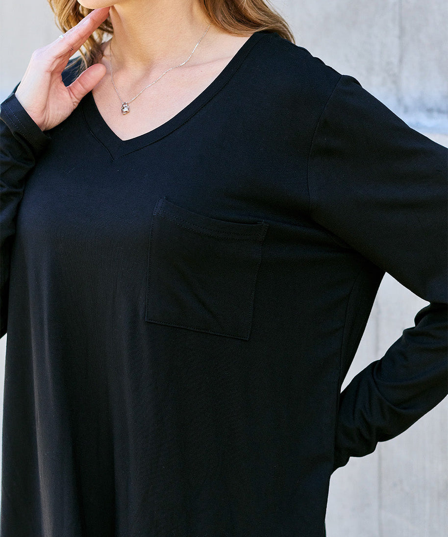 Basic Bae Full Size V-Neck Long Sleeve Top
