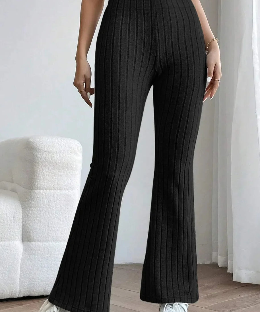 Basic Bae Full Size Ribbed High Waist Flare Pants
