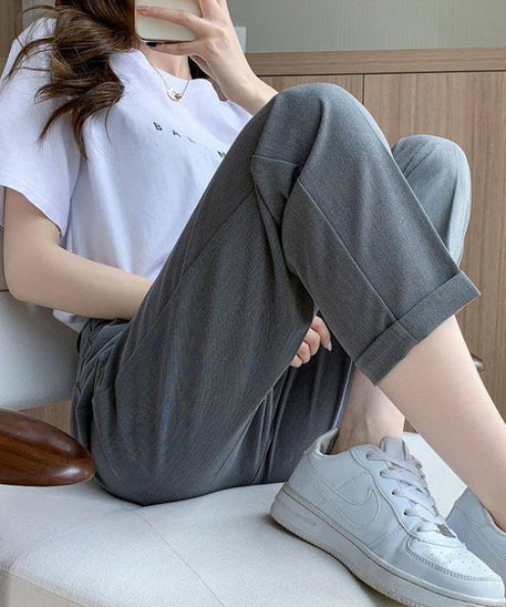 High-Waisted Gray Suit Trousers for Women (Autumn Style)