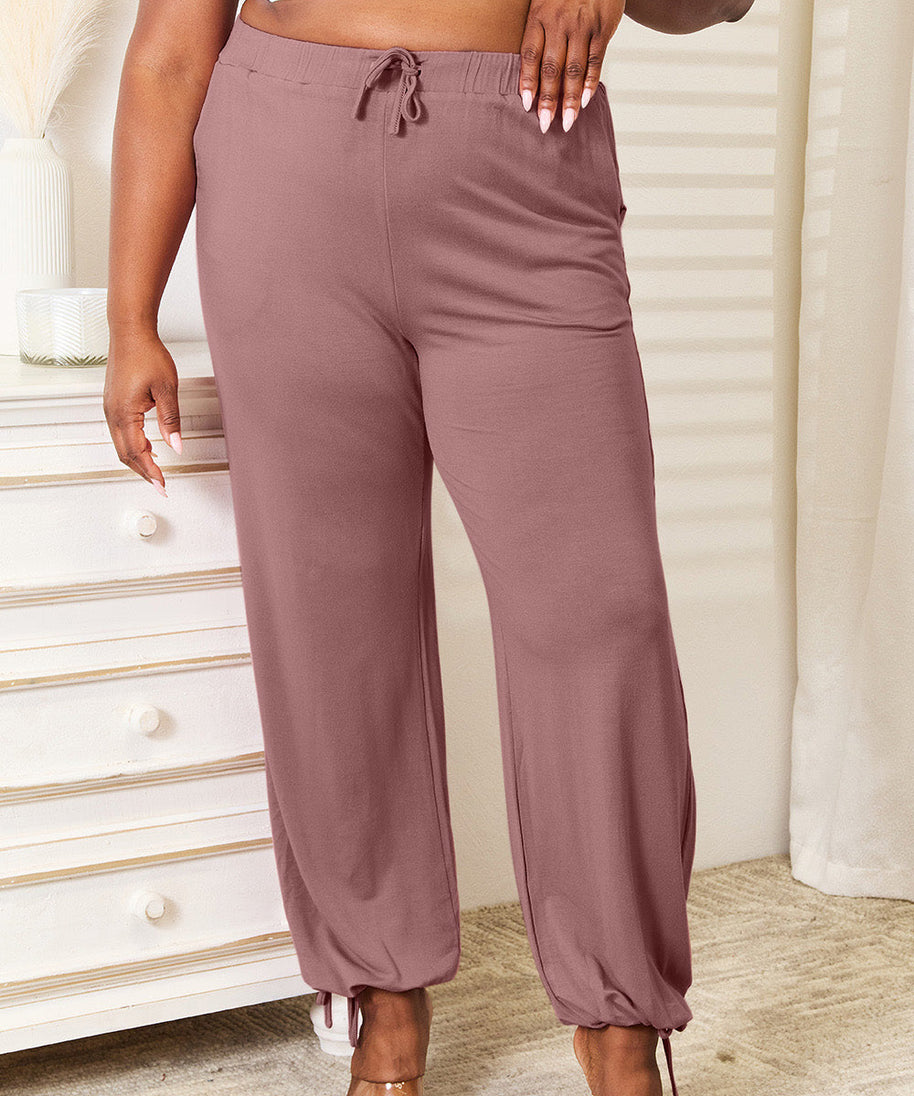 Basic Bae Full Size Soft Rayon Drawstring Waist Pants with Pockets