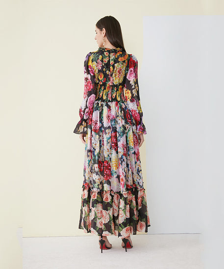 Floral Long Dress for Women - Princess Style Dress